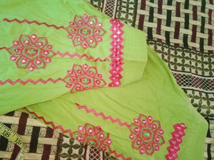 Punjabi Suit With Dupatta Parrot And Pink Combinat