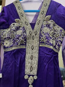 Heavy Embroidered Purple Kurti
