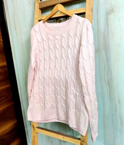 Pink Cable Knit Sweater size-38