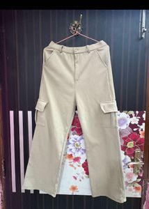 Beige Corduroy Cargo Pants