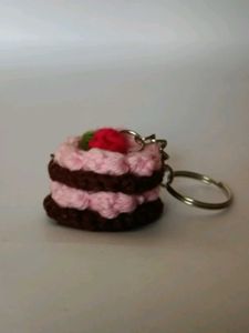 Mini Cake Crochet Keychain