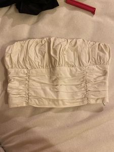 zara off white tube top