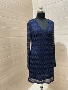 Party Navy Blue Lace Mini Dress