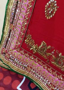 Sale- Red Heavy Saree with green blouse