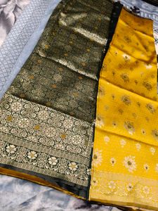 Beautiful Yellow Banarasi Saree