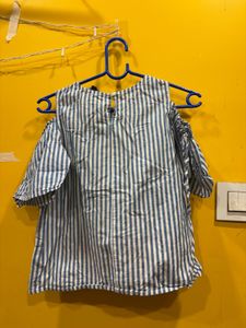 Striped Floral Embroidered Top