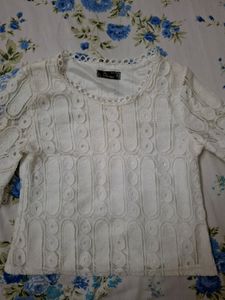 White Crochet Style Top