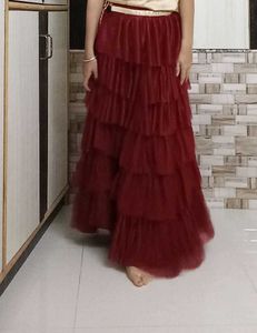 Frill Maroon Skirt