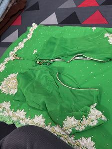 Elegant Green Embroidered Saree