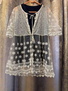 Lace Sheer Top with denim inner