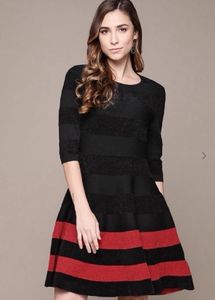 LABEL RITU KUMARFlared Dress with Contrast Stripes