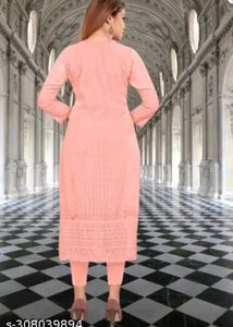 Peach Chikankari Kurti