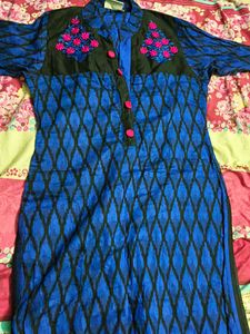 Embroidered Black & Blue Kurti