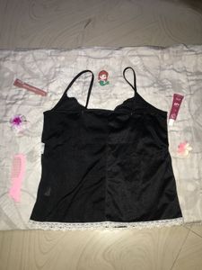 Black Lace Trim Cami Top