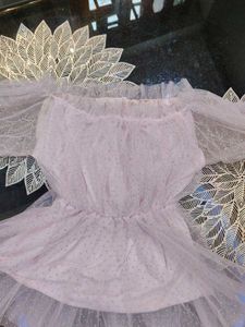 Cute Pink Tulle off shoulder Top