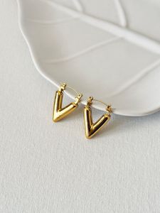 Gold V Hoop Earrings