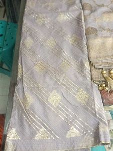 Elegant Grey &amp; Gold Salwar Kameez Suit
