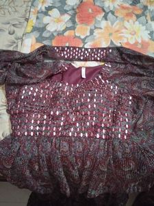 Paisley Print Maroon Tunic Top