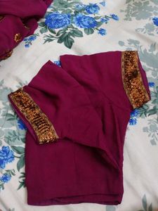 Maroon Indian Top w/ Gold Detail
