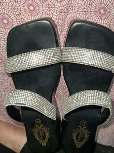 Shoetopia Black Emblished Wedges
