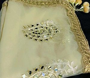 Embroidered Golden Party Wear  Dupatta