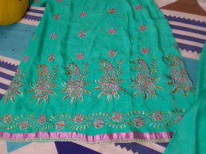 Teal Embroidered Farsi Salwar Kameez Suit