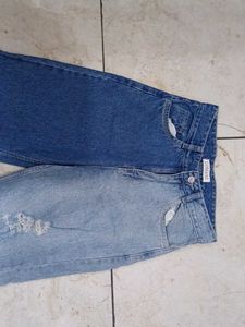 Two-Tone Ripped Jeans