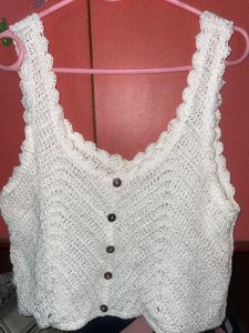 White cami braid strap crochet top With shrug XL