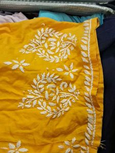 Mustard Chikankari Kurta Set