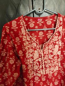 Red Floral Printed Kurti | Cotton