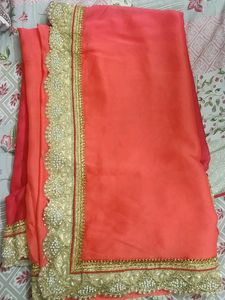 Heavy Pearl Border Work Saree For Wedding