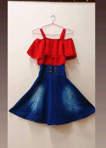 Cute Red &amp; Denim Dress