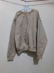 Beige Oversized Cropped Sweatshirt