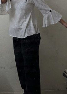Polka Dot Flared Sleeve Top