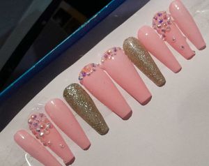 Pink & Gold Gem Press-On Nails