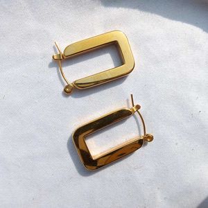 Rectangular Gold Plated Thick Hoops