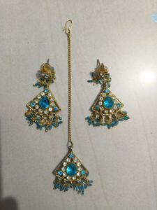 Blue Stone Maang Tikka Set
