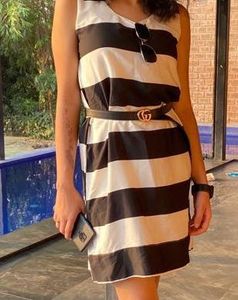 gorgeous black and white stripped mini one peice