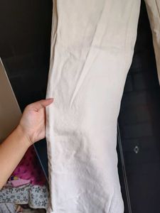 Beige Straight Leg Jeans