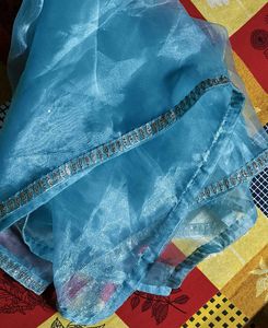 Aqua blue embroidery kurti plazo &amp; dupatta set 🩵