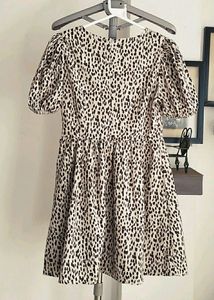 Korean Printed Puff Sleeve Dress