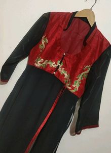 Black &amp; Red Front &amp; Side Cut Kurti For 36 Bust