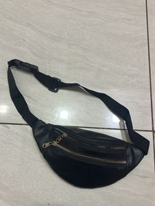 Black Leather Waist Bag