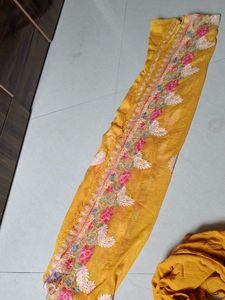 Mustard Kurti Pant Duppata Set