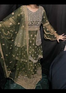 Olive Green Pakistani Outfit