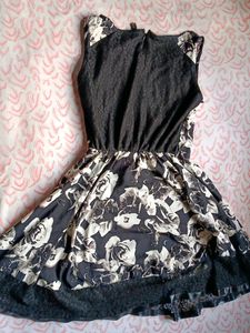 Beautiful B/W Floral Dress, Size - Medium