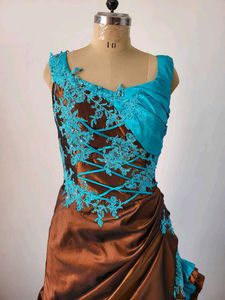 Unique Brown &amp; Turquoise Gown