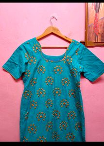 Blue Embroidered Kurta &amp; Dupatta set (women's)