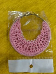 Pink Crochet Hoop Earrings