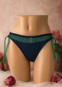 Navy & Green Bikini Bottom